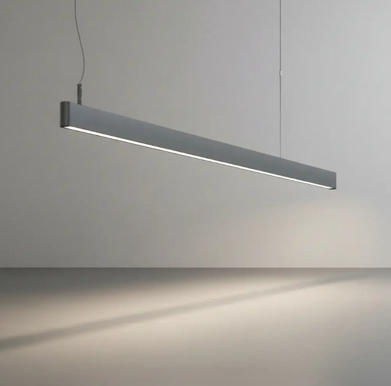 Pendente Linear 120cm luz Difusa Preto.